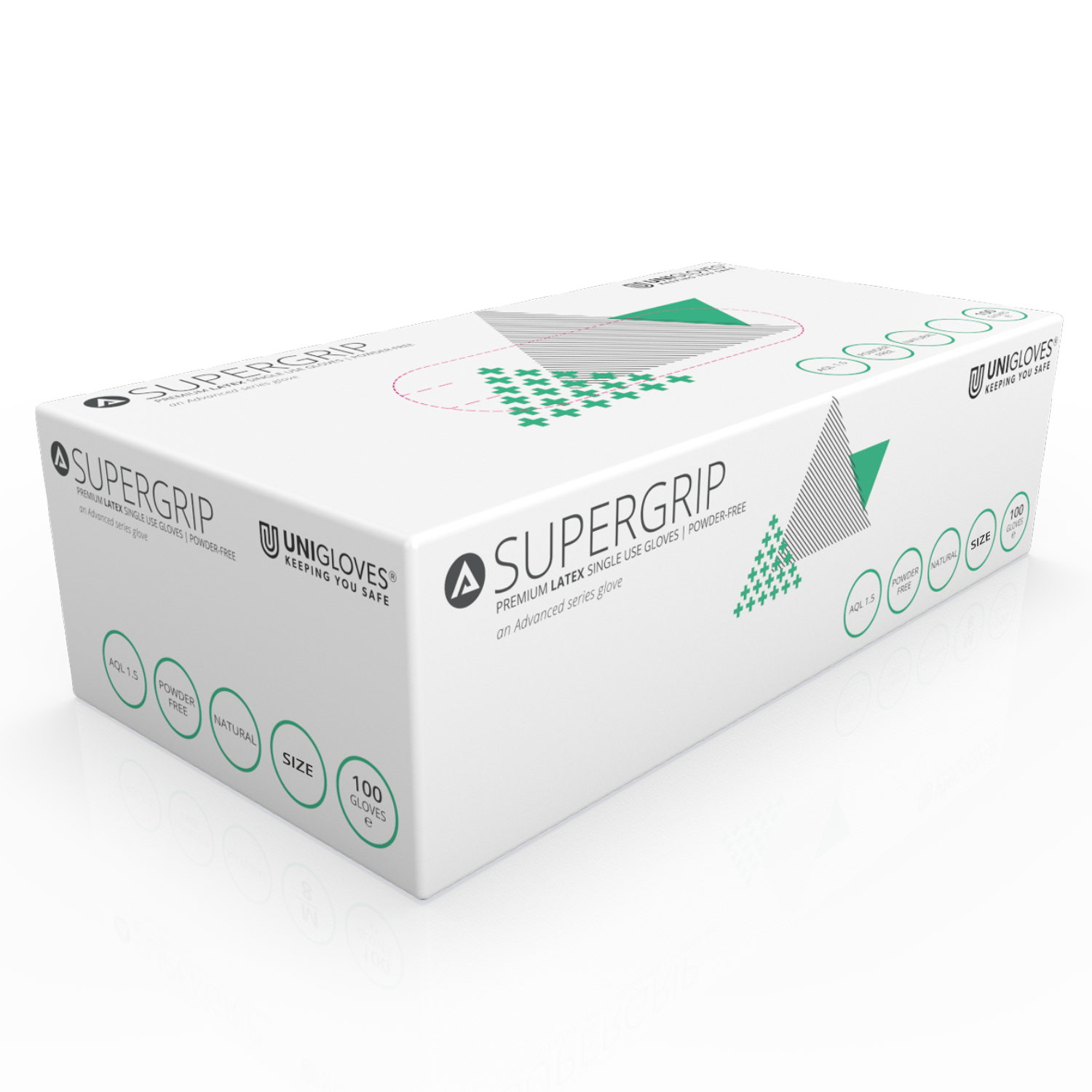 Unicare Supergrip Premium Latex Examination Gloves Box of 100